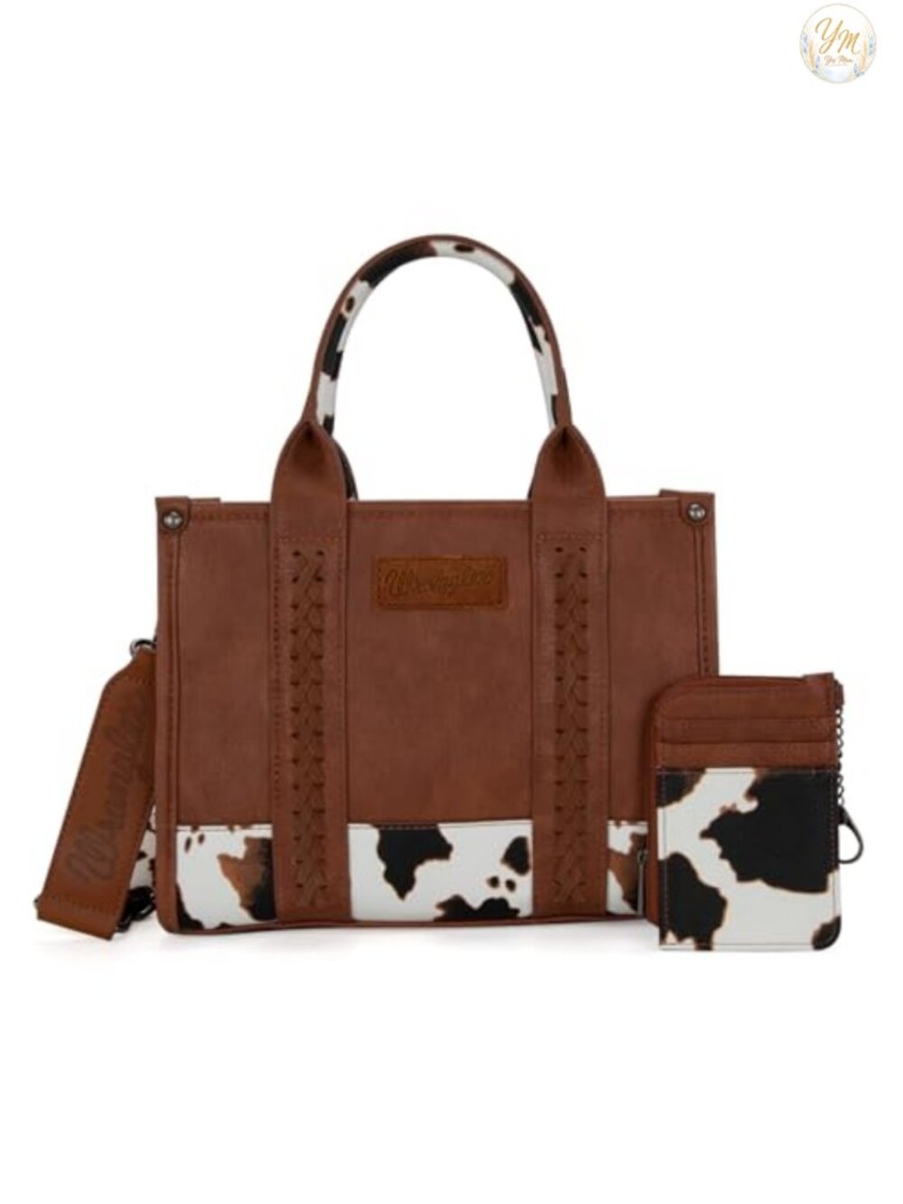 Wrangler Faux Leather Satchel Tote with Card Holder Adjustable Strap